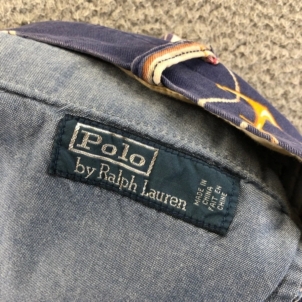Vintage Polo Ralph Lauren Shorts Men 36 Sailboat AOP Distressed Novelty Chino